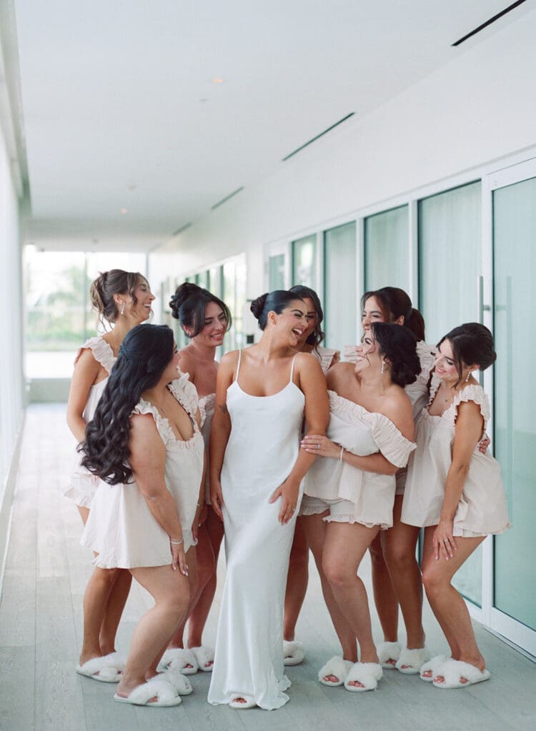 The Miami Beach Edition Wedding bridal portraits with bridesmaids