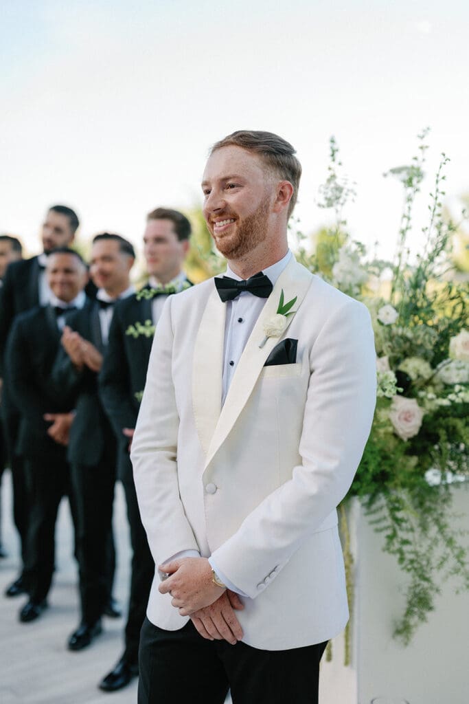 The Miami Beach Edition Wedding ceremony groom reaction