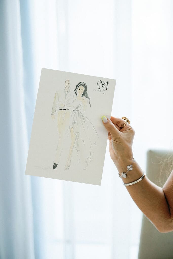 The Miami Beach Edition Wedding cocktail hour live watercolor paintings for guests