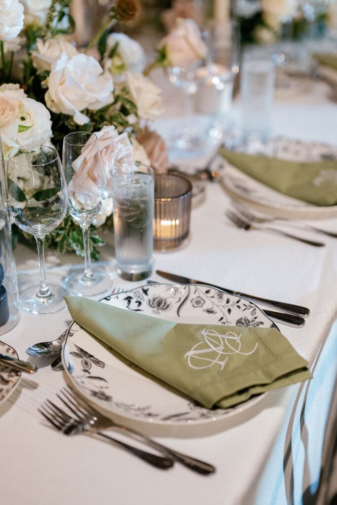 Wedding reception tablescape details