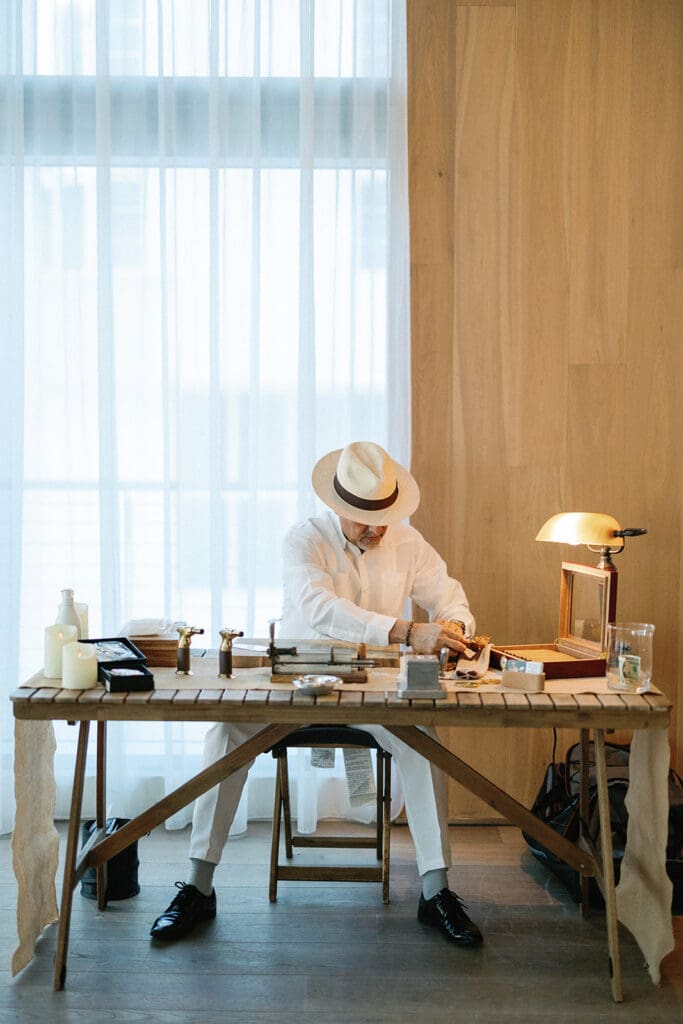 The Miami Beach Edition Wedding cocktail hour cigar rolling experience